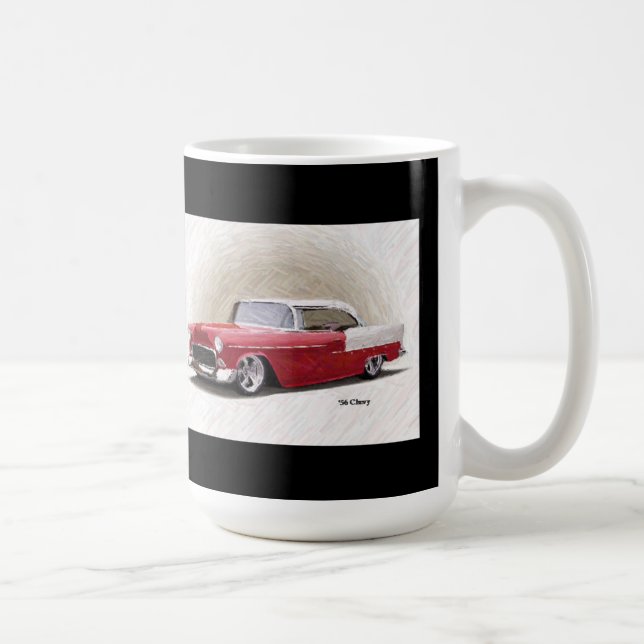 Taza De Café Mug de arte digital rojo chevy de 1956 (Derecha)