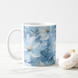 Taza De Café Mug de arte floral azul de bonito