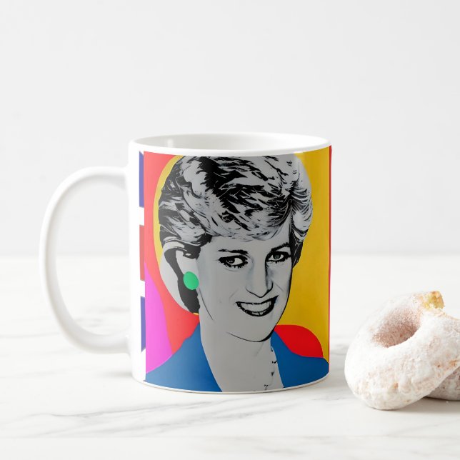 Taza De Café Mug de arte pop de Princesa Diana (Con donut)