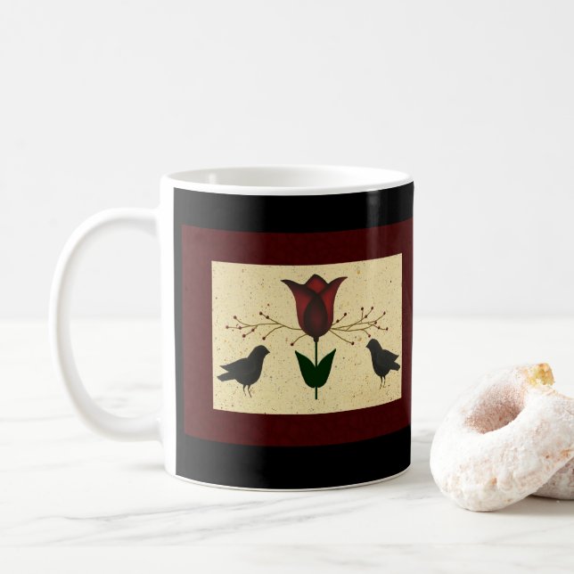 Taza De Café Mug de arte primitivo (Con donut)