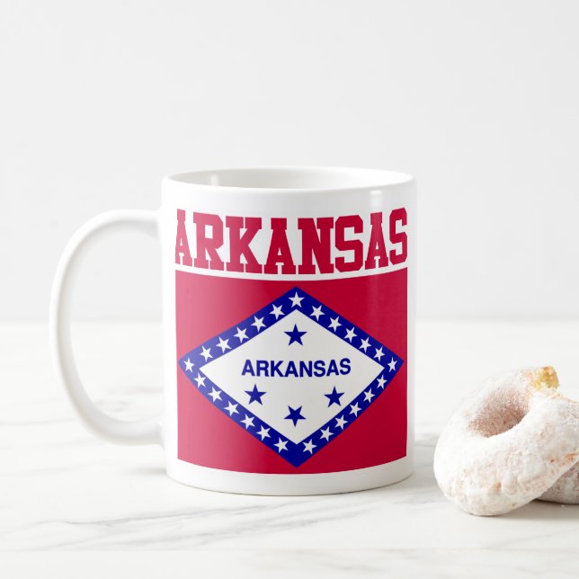 Taza De Café Mug de bandera del estado de Arkansas (Con donut)