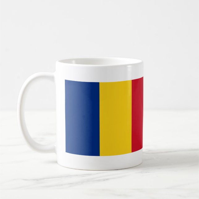 Taza De Café Mug de bandera rumana y nombre del himno (Izquierda)