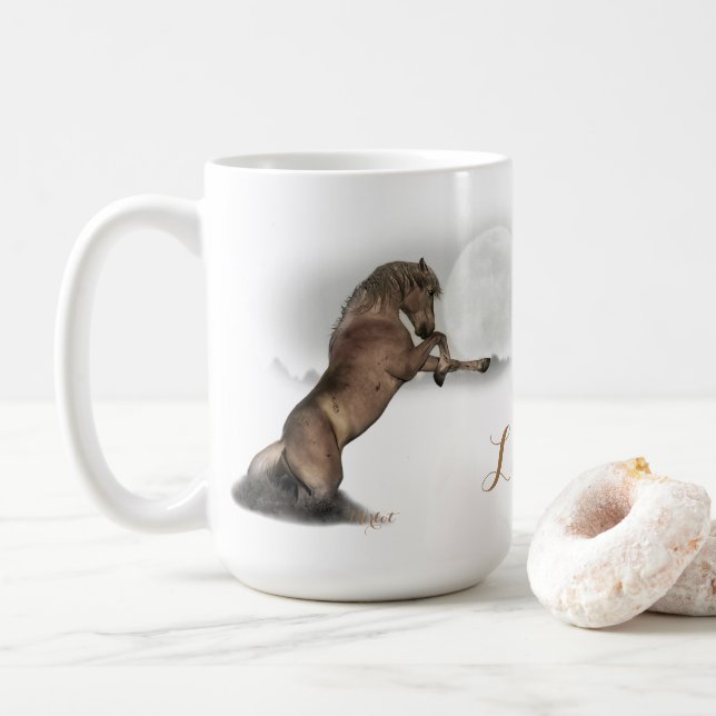 Taza De Café Mug de bebidas silvestres Stallion "Merlot" (Con donut)