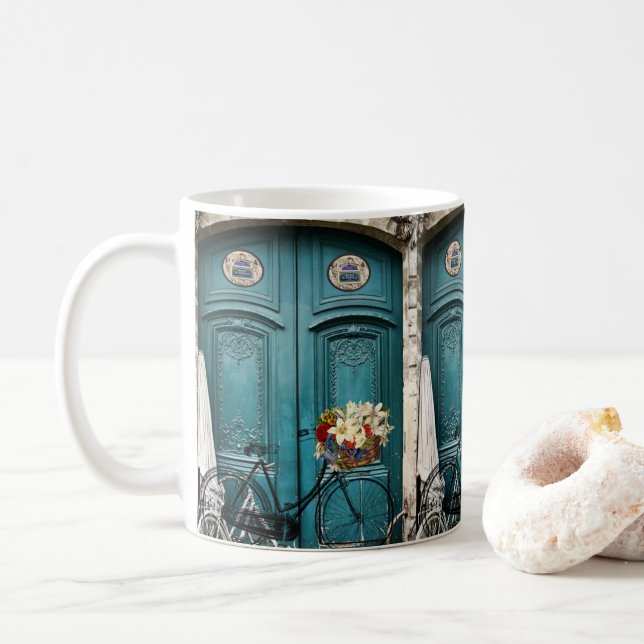 Taza De Café Mug de bicicleta de puerta de época (Con donut)