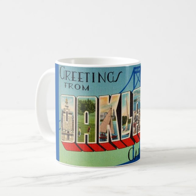 Taza De Café Mug de bienvenida de Retro Oakland California (Anverso izquierdo)