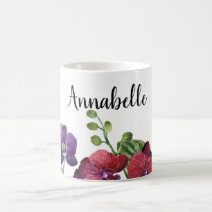 Taza De Café Mug de borde de orquídeas personalizadas