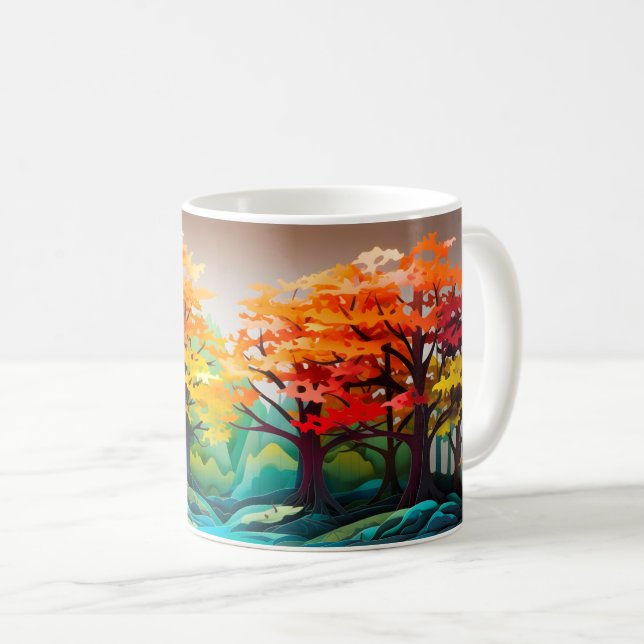 Taza De Café Mug de bosque vibrante (Anverso derecho)