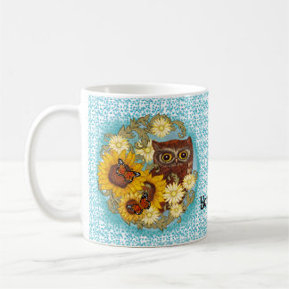 Taza De Café Mug de búho de girasol