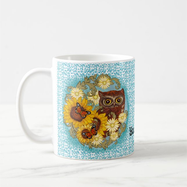 Taza De Café Mug de búho de girasol (Izquierda)