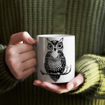 Mug de búho ilustrado