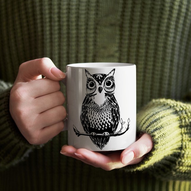 Taza De Café Mug de búho ilustrado (Owl Illustration Mug)