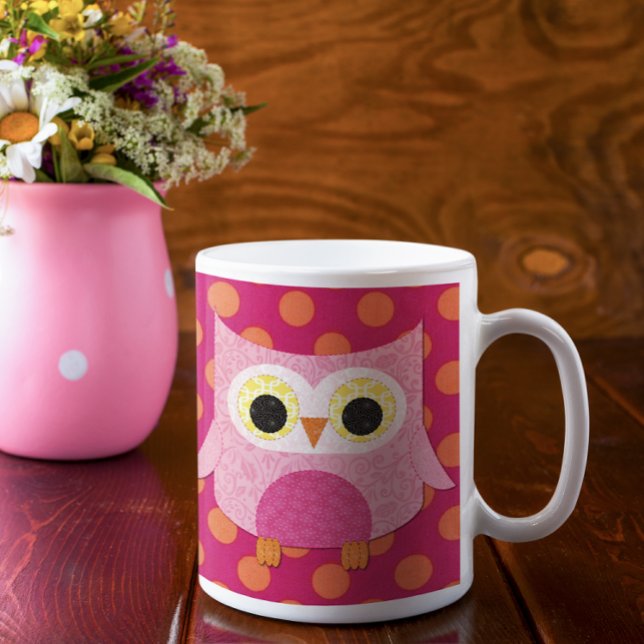 Taza De Café Mug. de búho rosado (Subido por el creador)