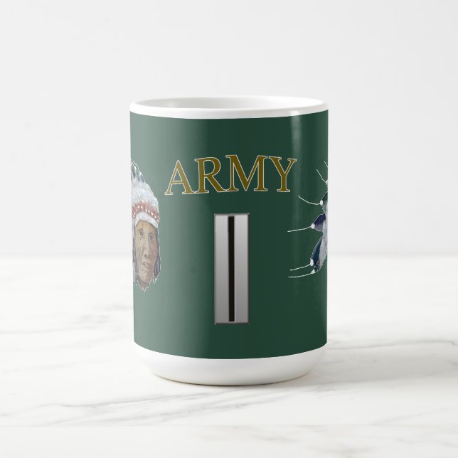 Taza De Café Mug de cabeza india CWO-5 del ejército (Centro)