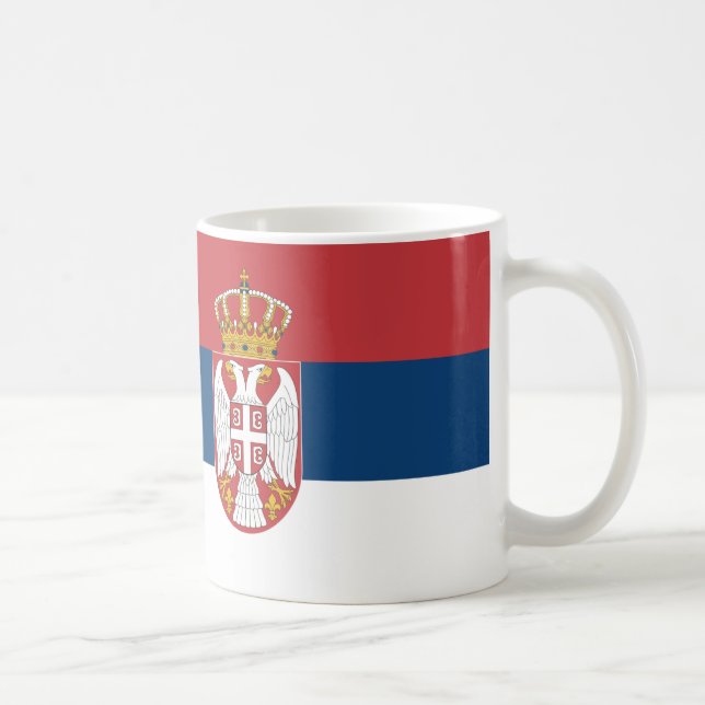 Taza De Café Mug de café cerámico con bandera de Serbia (Derecha)