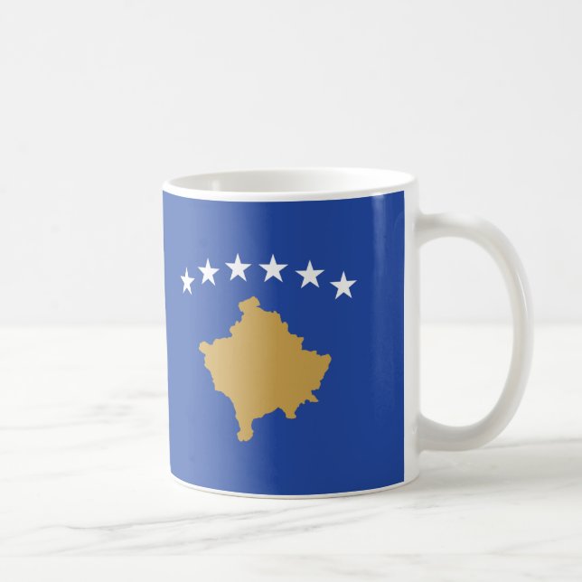 Taza De Café Mug de café cerámico de bandera de Kosovo (Derecha)