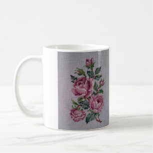 Taza De Café Mug de café floral bordado simulado