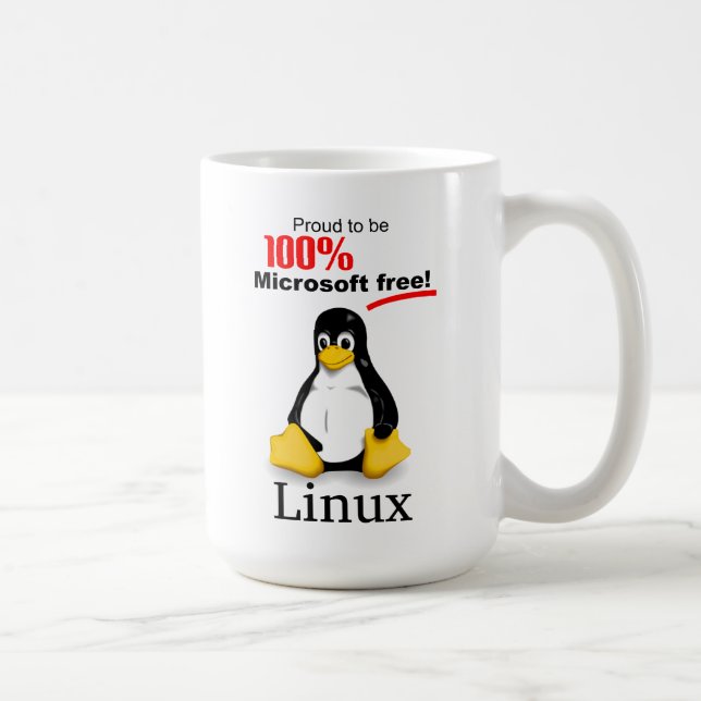 Taza De Café Mug de café grande de Linux (izquierda) - Microsof (Derecha)