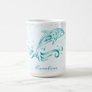 Taza De Café Mug de café personalizado para delfines verde azul