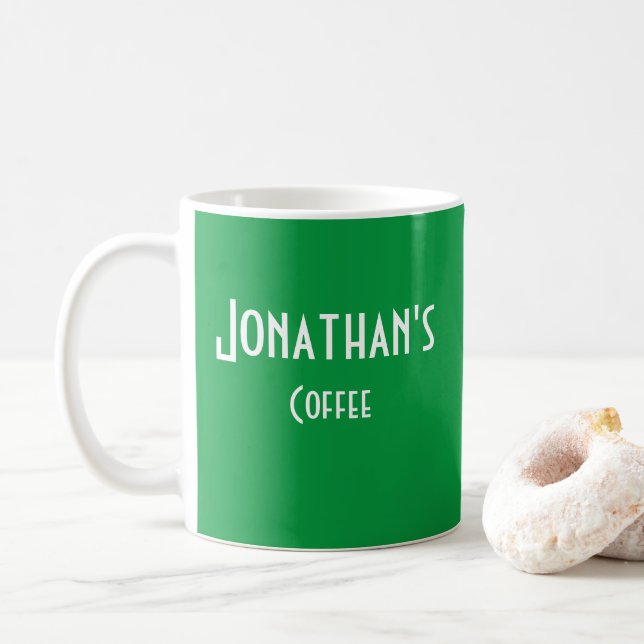Taza De Café Mug de café verde personalizado (Con donut)