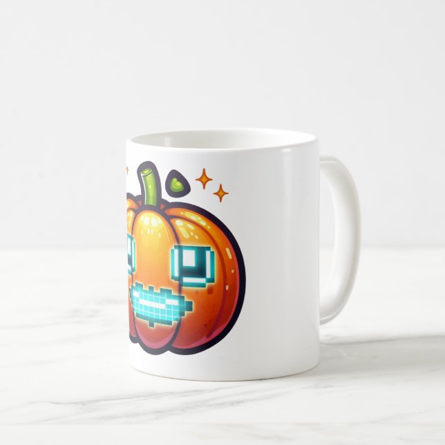 Taza De Café Mug de calabaza de Pixel brillante - Halloween Ret (Anverso derecho)