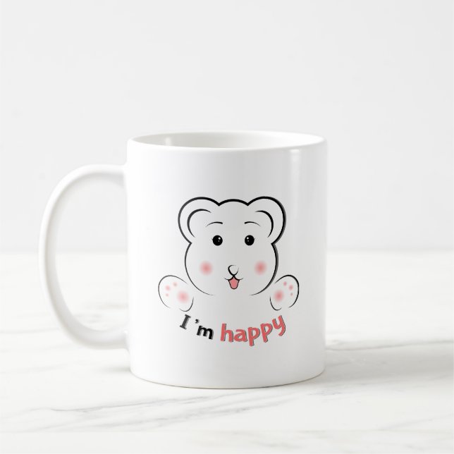 Taza De Café Mug de cara de oso feliz lindo - Anim sonriente Mi (Izquierda)