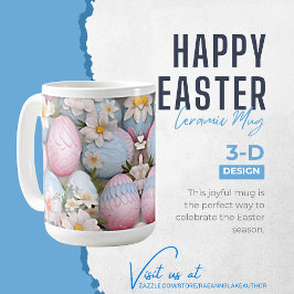 Taza De Café Mug de cerámica 3D Happy Easter Eggs