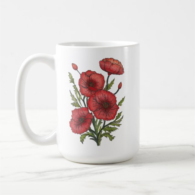 Taza De Café Mug de cerámica de pipetas rojas, (15 oz) (Izquierda)
