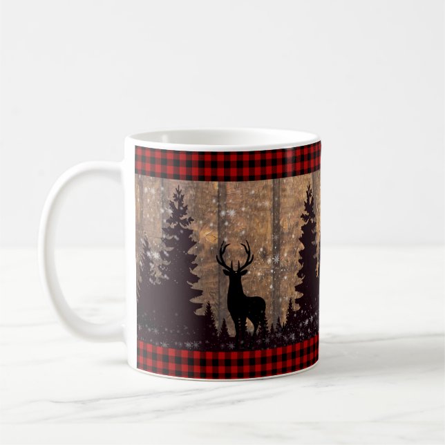 Taza De Café Mug de ciervos de bosque rústico (Izquierda)