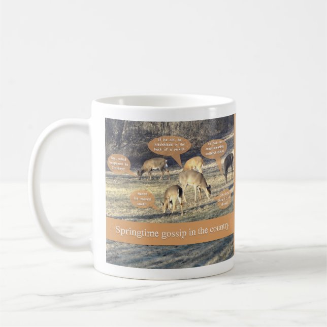 Taza De Café Mug de ciervos "Gossip en primavera en el campo" (Izquierda)