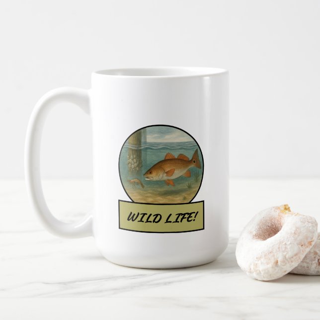 Taza De Café Mug de cocción blanca de rojos (Con donut)