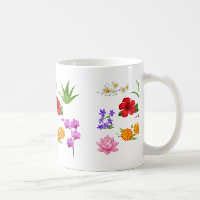 Taza De Café Mug de colección de flores y plantas (Derecha)