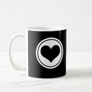 Taza De Café Mug de corazón brillante, negro y blanco