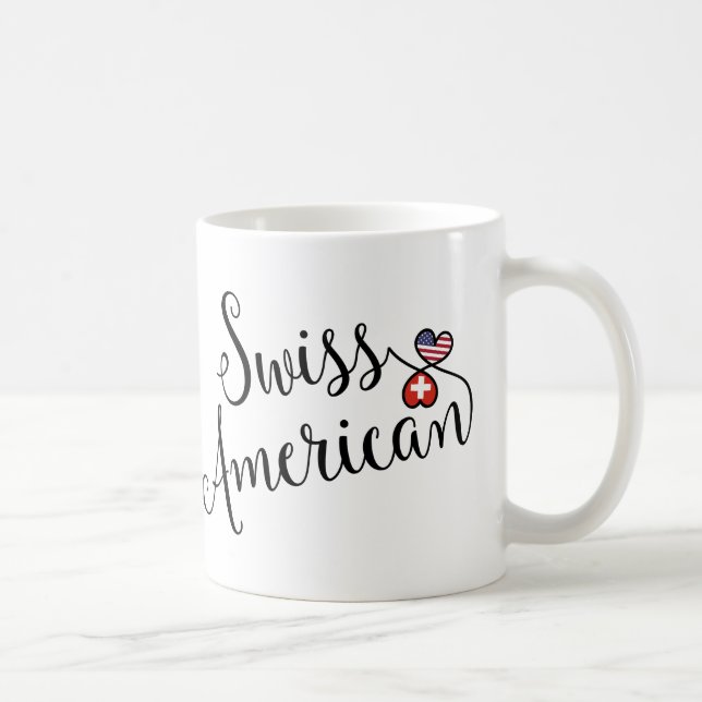 Taza De Café Mug de corazón entrelazado suizo-estadounidense (Derecha)