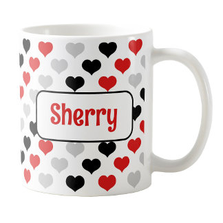 Taza De Café Mug de corazón rojo negro personalizado