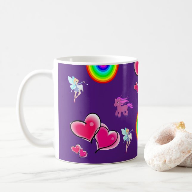 Taza De Café Mug de corazón rosado (Con donut)