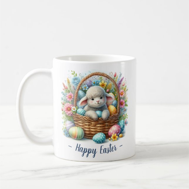 Taza De Café Mug de cordero feliz de Pascua (Izquierda)