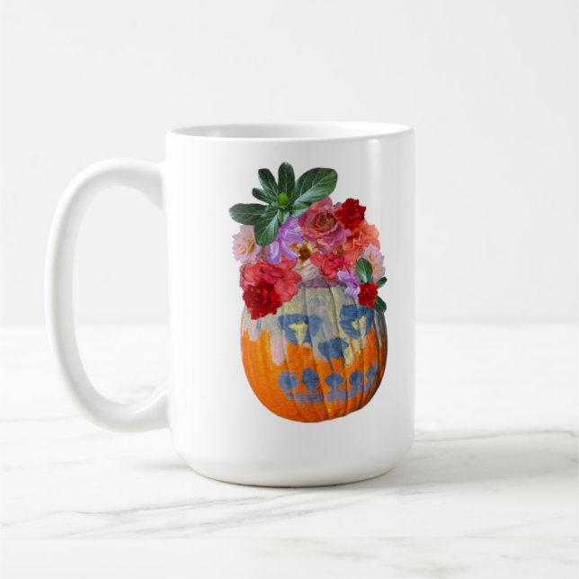 Taza De Café Mug de corte gráfico de calabaza floral (Izquierda)