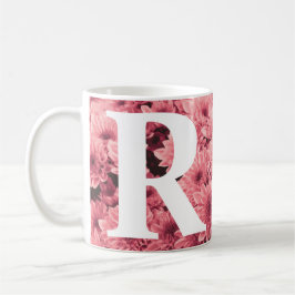 Taza De Café Mug de crisantemo rosado monogramado