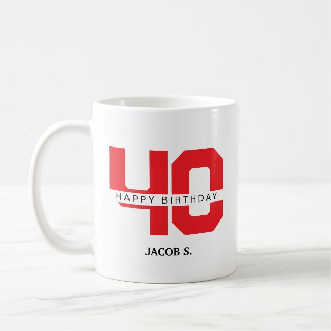 Taza De Café Mug de cumpleaños con edad y nombre personalizados (Izquierda)