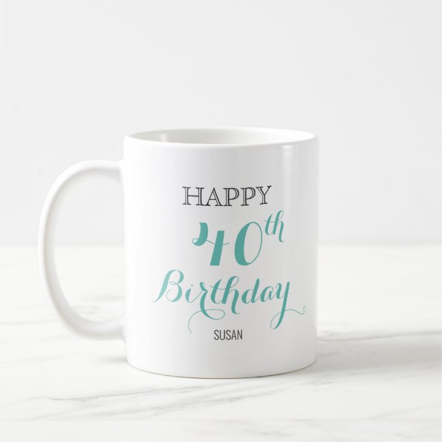 Taza De Café Mug de cumpleaños para dama con edad personalizada (Izquierda)