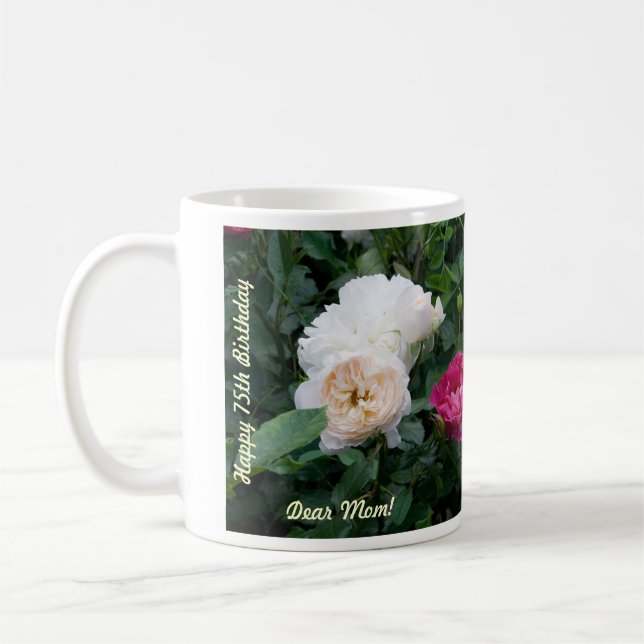 Taza De Café Mug de cumpleaños para mamá con Rosas (Izquierda)