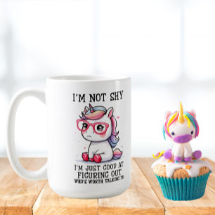 Taza De Café Mug de Cute Nerdy Unicorn: Shy y Adorable