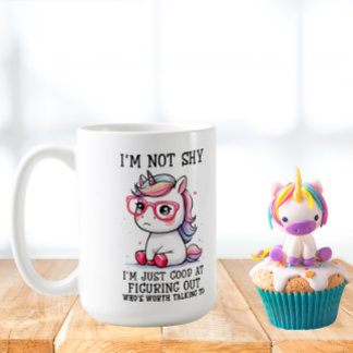 Taza De Café Mug de Cute Nerdy Unicorn: Shy y Adorable