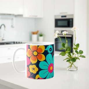 Taza De Café Mug de decoración de dopamina - Flores Funky Brill