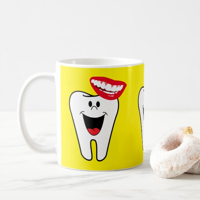 Taza De Café Mug de dentista dental amarillo (Con donut)