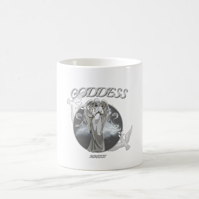 Taza De Café Mug de diosa moderna blanca y gris (Centro)