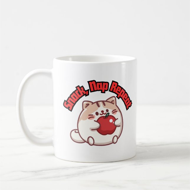 Taza De Café Mug de diseño de Cute Chubby Cat kawaii (Izquierda)