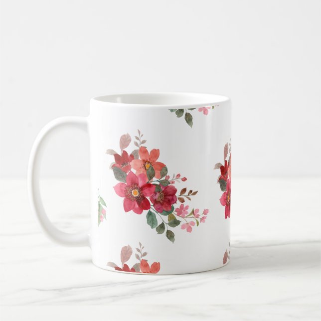 Taza De Café Mug de diseño de flores (Izquierda)