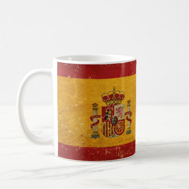Taza De Café Mug de diseño de grunge de bandera española (Izquierda)