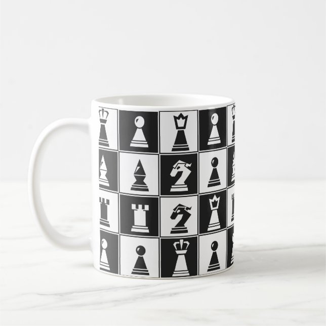 Taza De Café Mug de diseño de piezas de ajedrez (Izquierda)